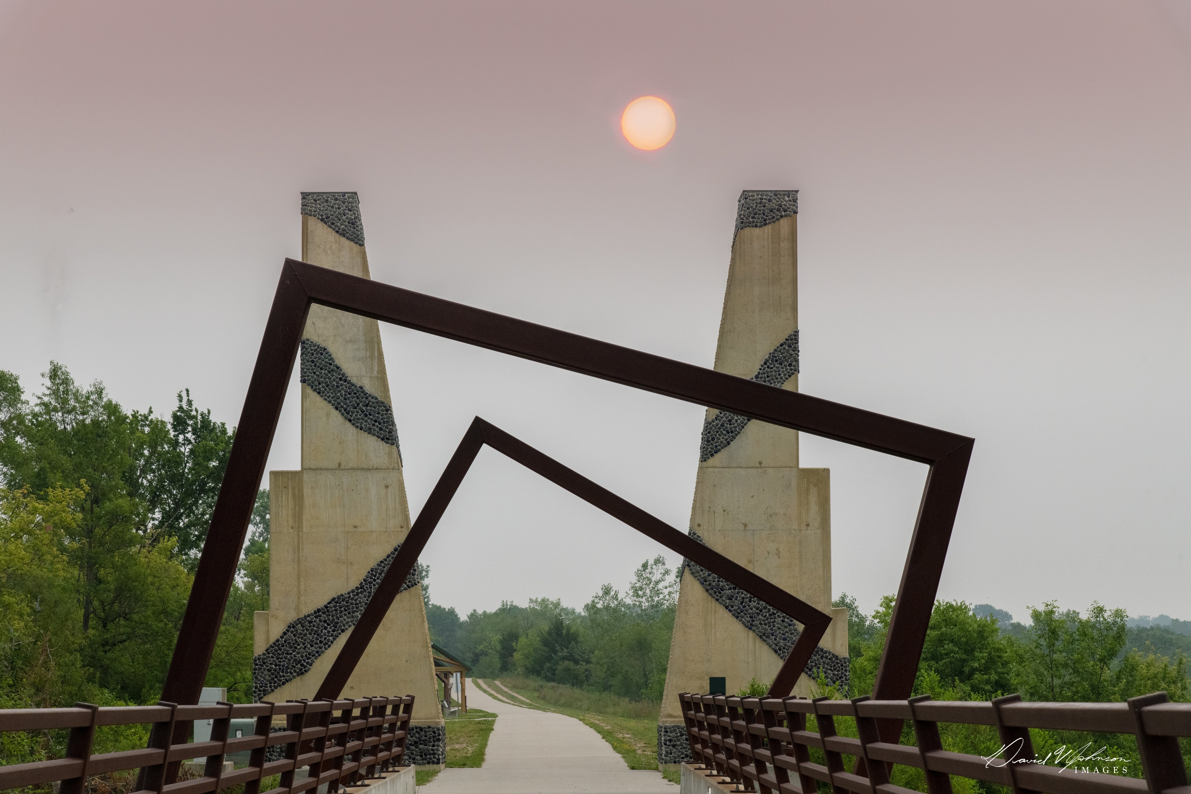 Hazy monoliths and sun